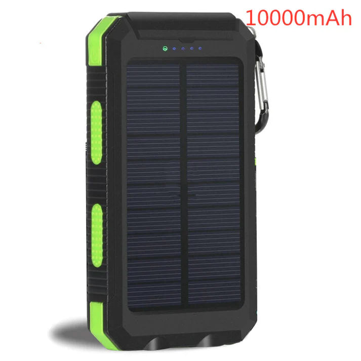 Ultra-Thin Outdoor Waterproof Solar Power Bank - 2 Led Light Flashlight with Compass