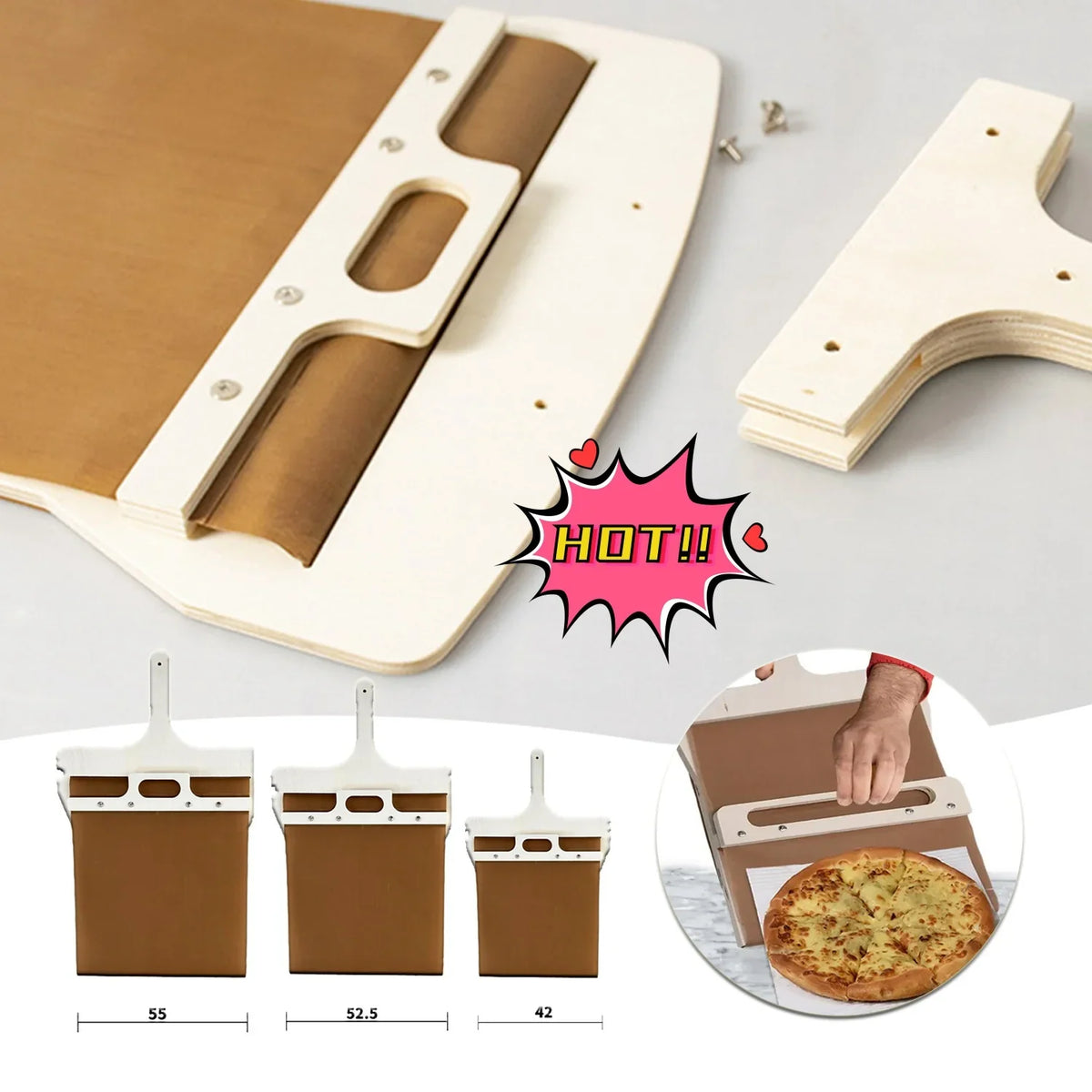 Wooden Handle Pizza Peel Set