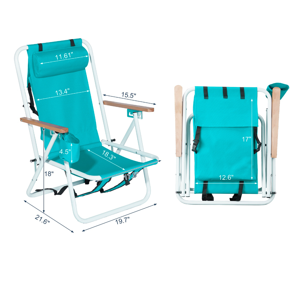 Deluxe Lightweight Foldable Reclining Portable Beach Lounge Chair