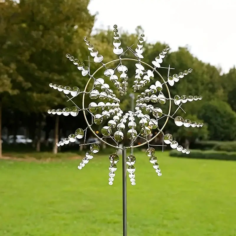 3D Metal Windmill Kinetic Wind Garden Sculpture