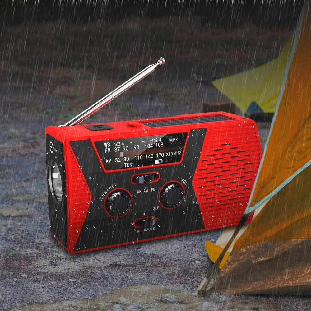 Solar Powered Emergency Hand Crank Weather Alert Radio 2000mAh