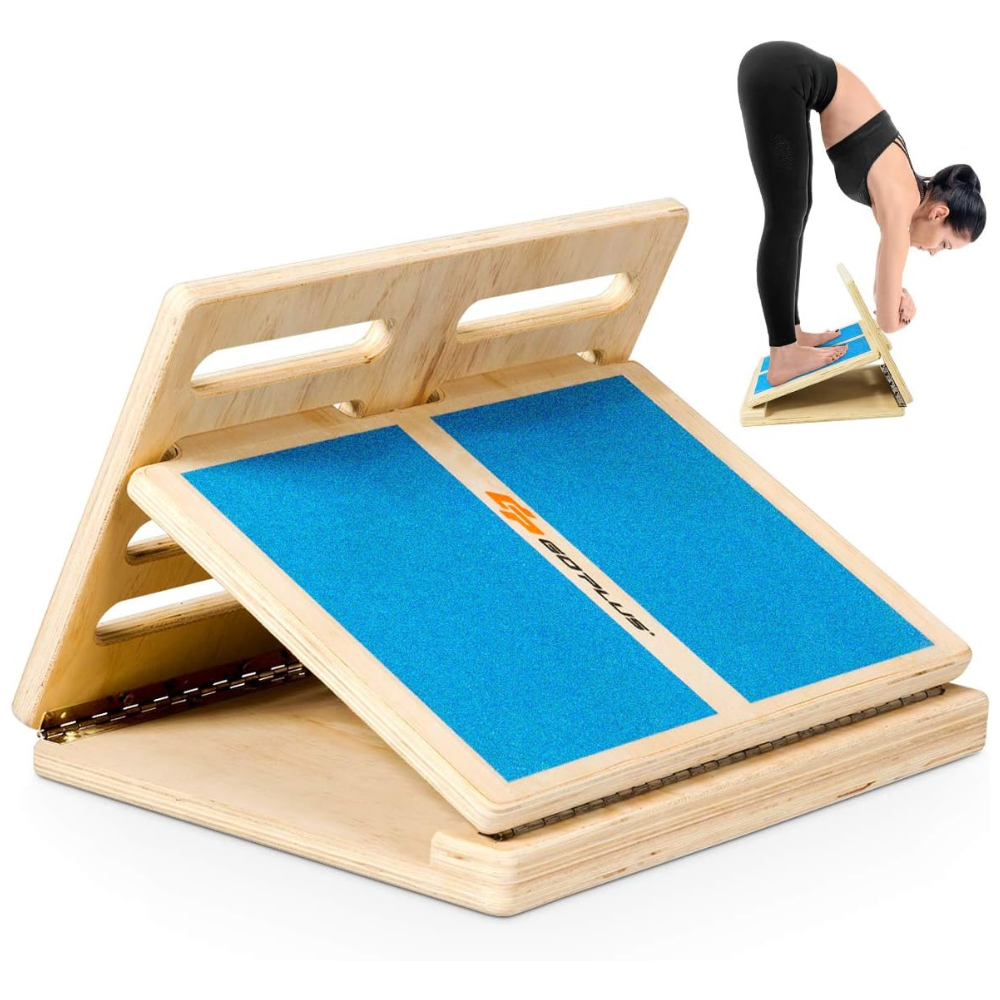 Adjustable Wooden Calf Stretcher Exercise Trainer Slant Board