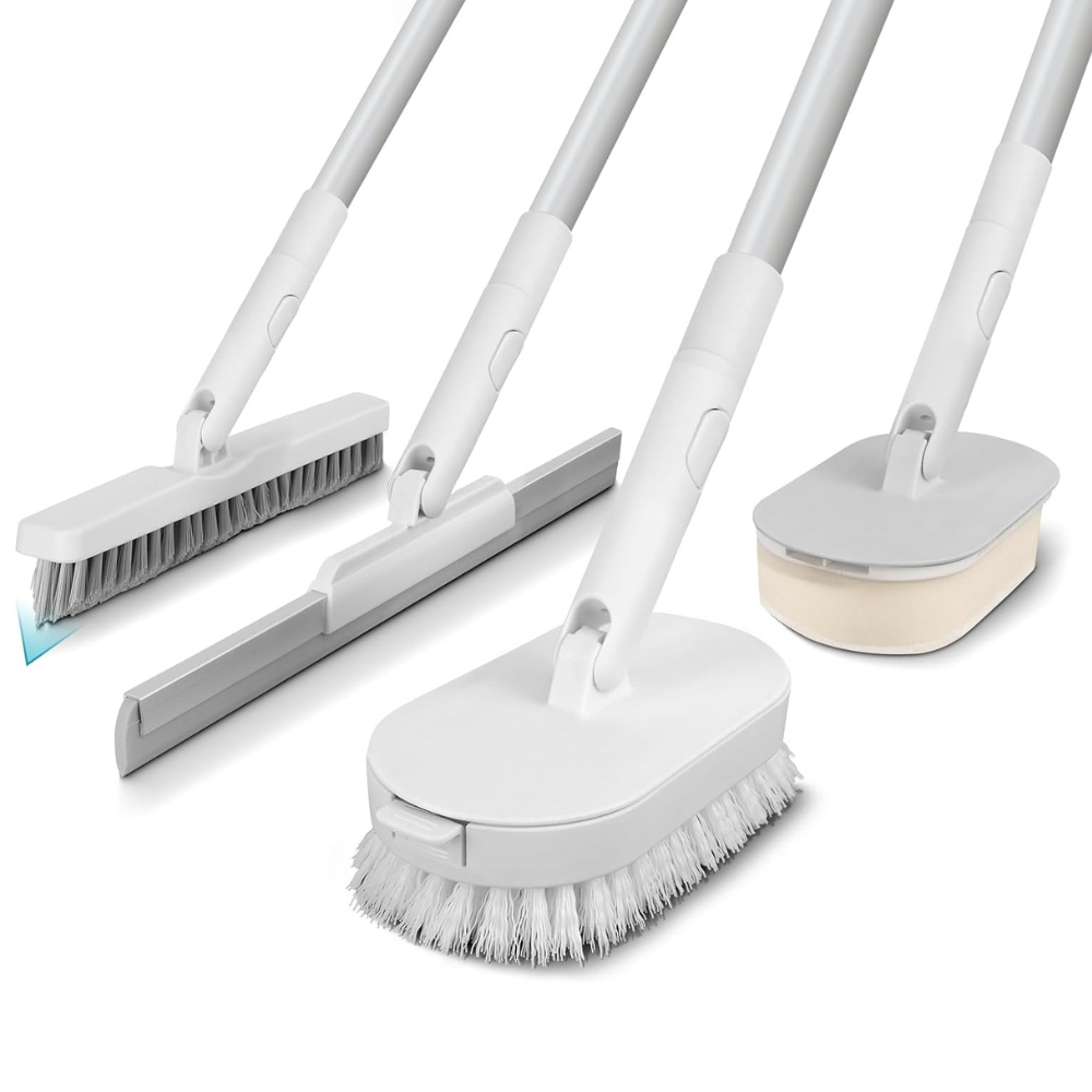 4-in-1 Bathroom Scrubber Cleaner with Interchangeable Heads