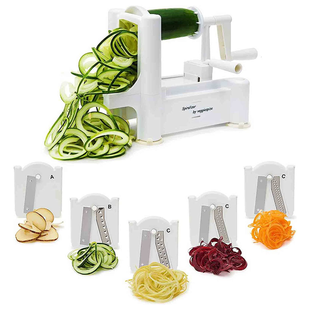 5-in-1 Manual Vegetable Zucchini Spiralizer Noodle Maker Machine