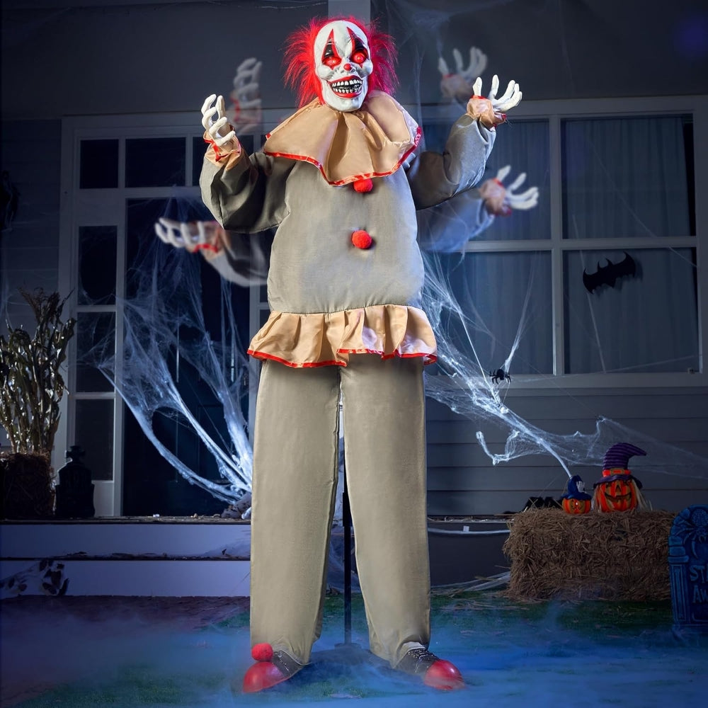 60" Scary Clown Posable Halloween Horror Animatronics Decoration