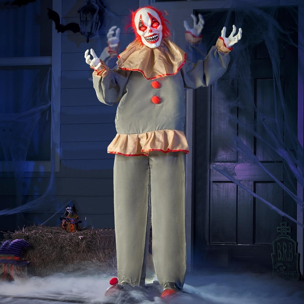 60" Scary Clown Posable Halloween Horror Animatronics Decoration