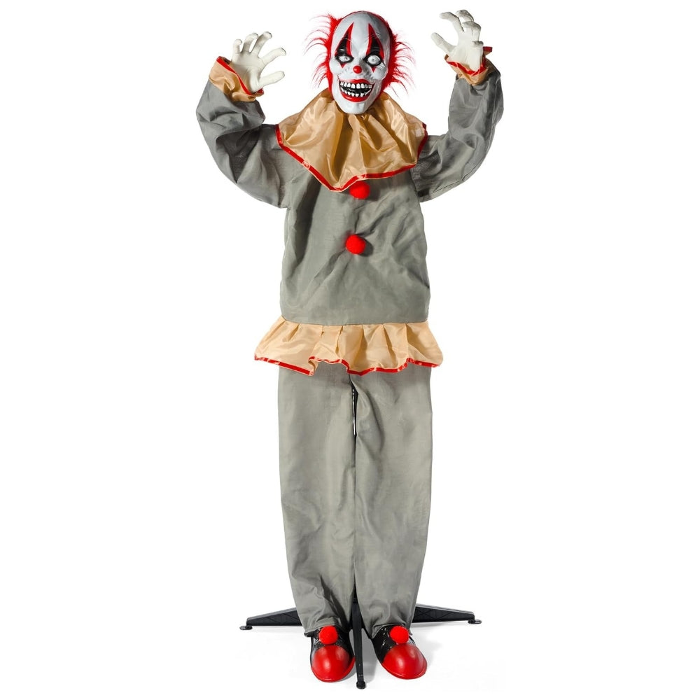 60" Scary Clown Posable Halloween Horror Animatronics Decoration