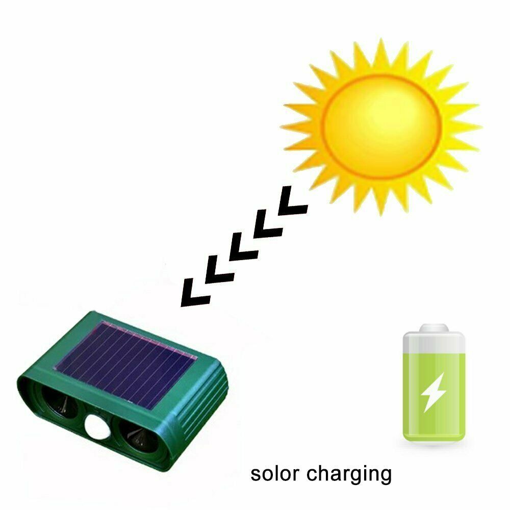 Solar Power Ultrasonic Animal Pest Repeller Infrared Sensor Waterproof Animal Deterrent