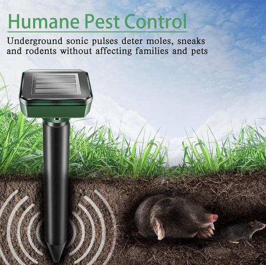 4Pcs Ultrasonic Solar Mole and Groundhog Repellent Gopher - Repellent Pest Rodent