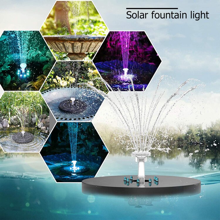 3.5W Solar Fountain Pump with 6 Fountain Water Styles And LED Lights