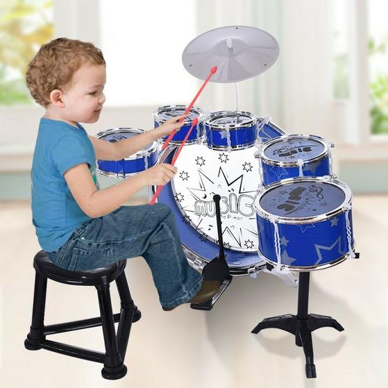 Premium Kids Children's Drum Set Kit Jazz Cymbal Chair Kick Pedal