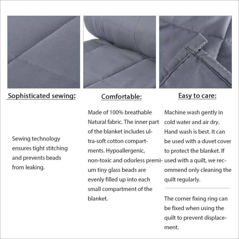 15 lbs Breathable Weighted Blanket 48 x 72" Reduce Stress Promote Sleep