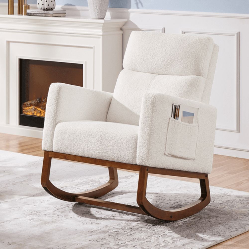 Cushioned Rocking Chair Modern Wooden Porch Rocker