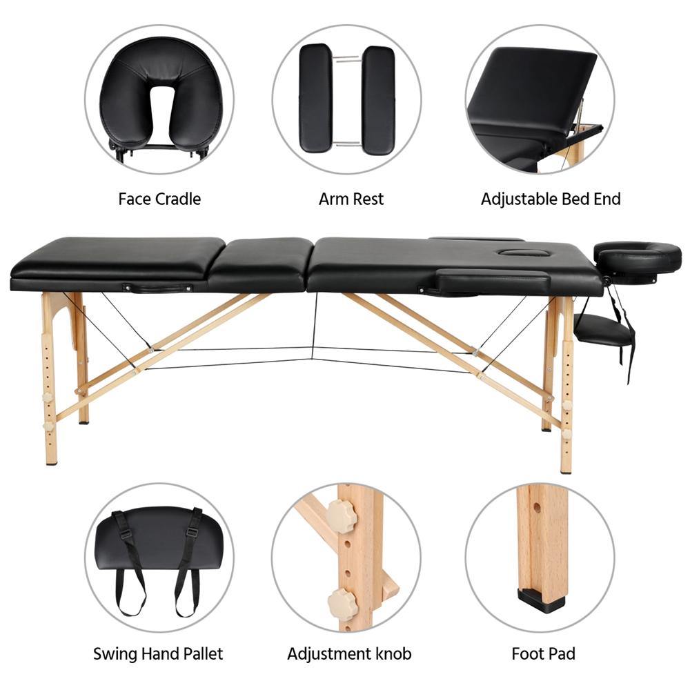 Professional 84" L 3 Fold Portable Adjustable Massage Table Bed