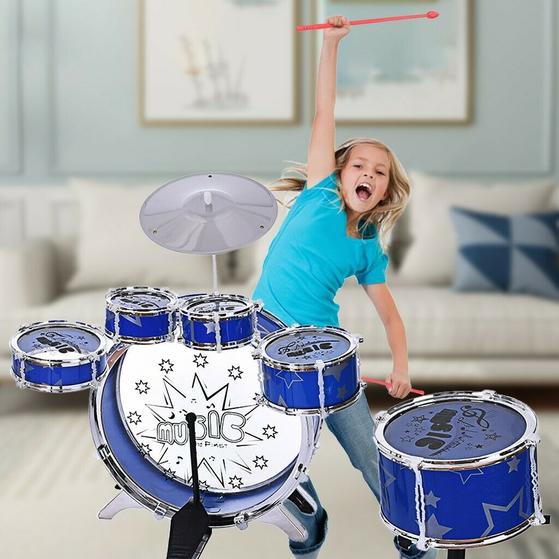 Premium Kids Children's Drum Set Kit Jazz Cymbal Chair Kick Pedal