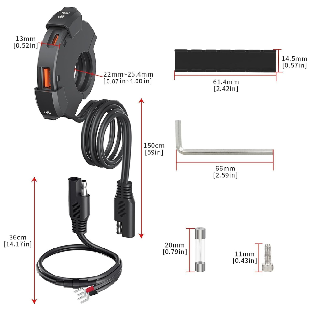 Universal Motorcycle Fast Phone Charger with Handlebar Mount