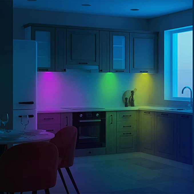 Wireless RGB LED Under Kitchen Counter Inside Cabinet Puck Lights