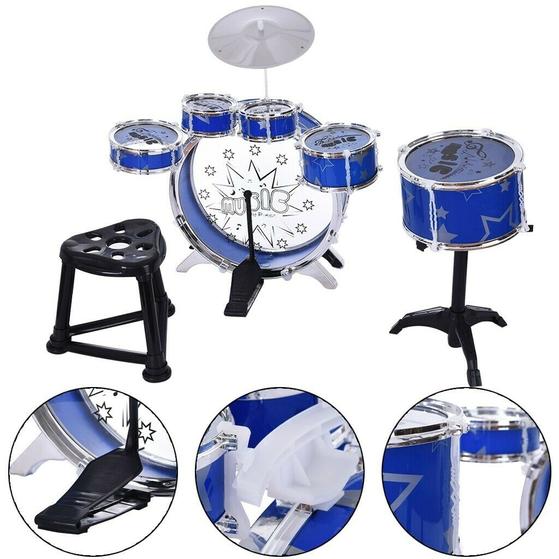 Premium Kids Children's Drum Set Kit Jazz Cymbal Chair Kick Pedal