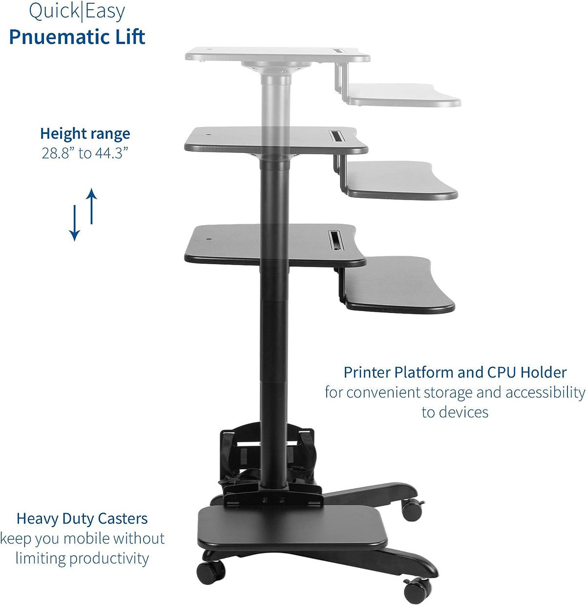 Rolling Mobile Computer Workstation Desk Cart