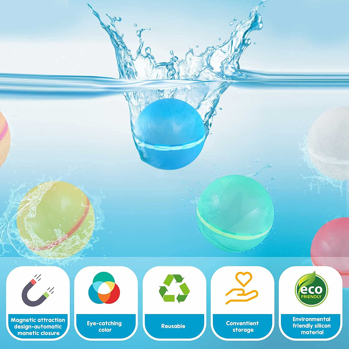 6-Pack Magnetic Reusable Water Balloons