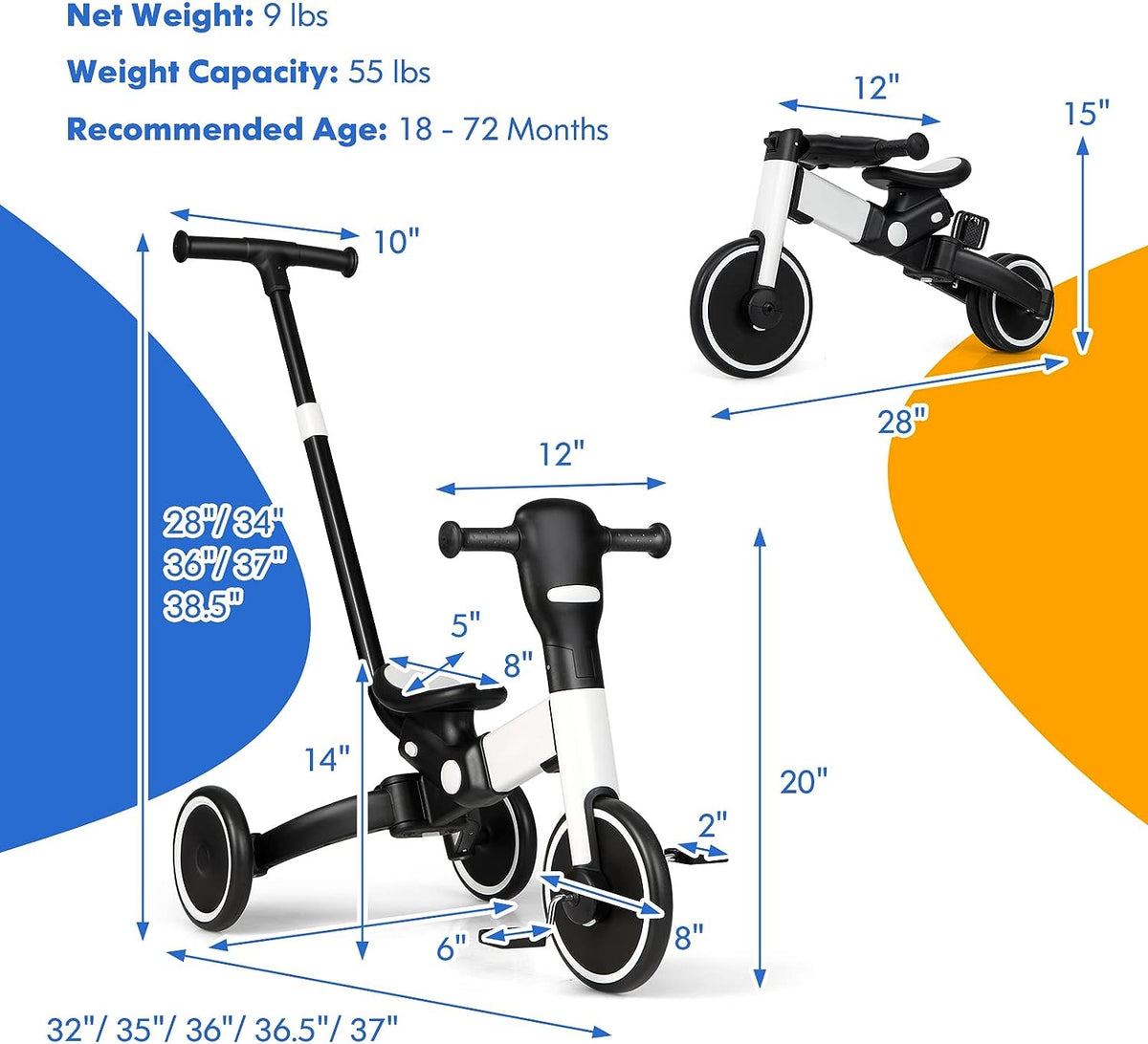 4-in-1 Toddler Tricycle Bike