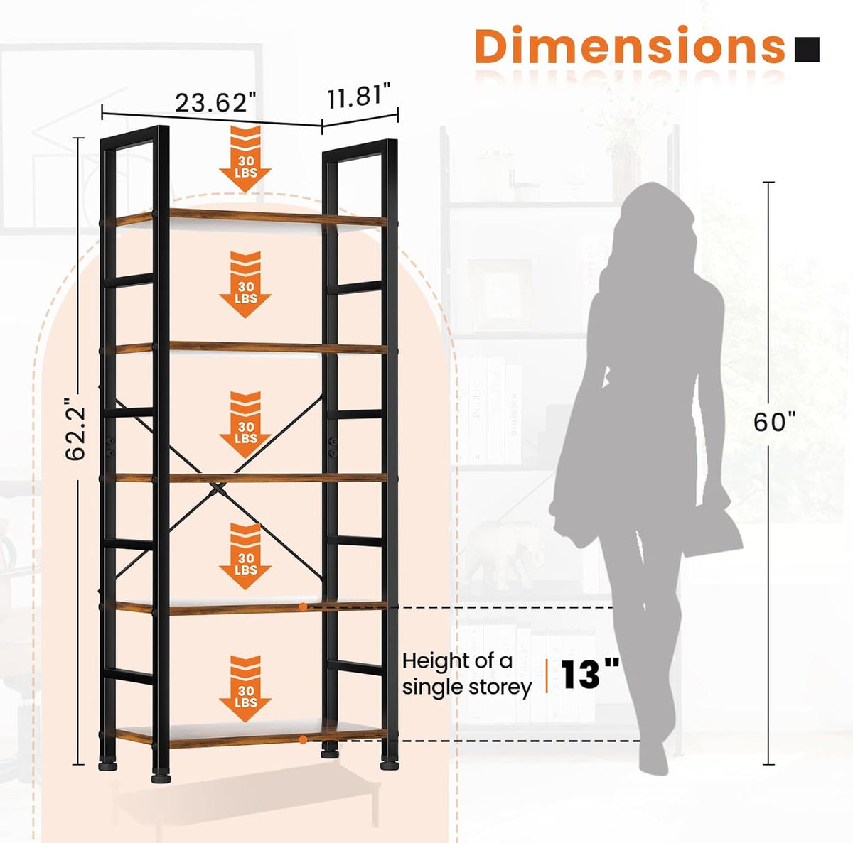 5 Tier Bookcase