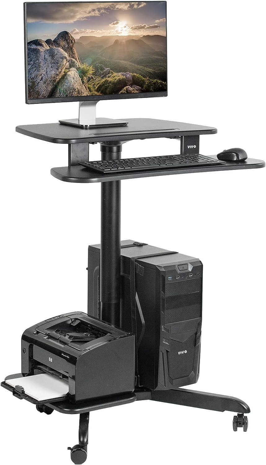 Rolling Mobile Computer Workstation Desk Cart