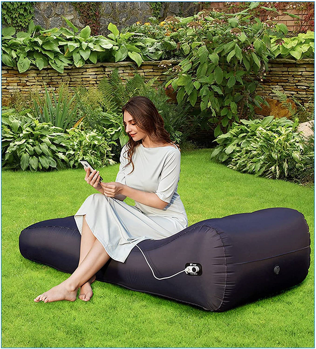 Automatic Inflatable Indoor / Outdoor Blow Up Air Sofa Bed Mattress Lounger