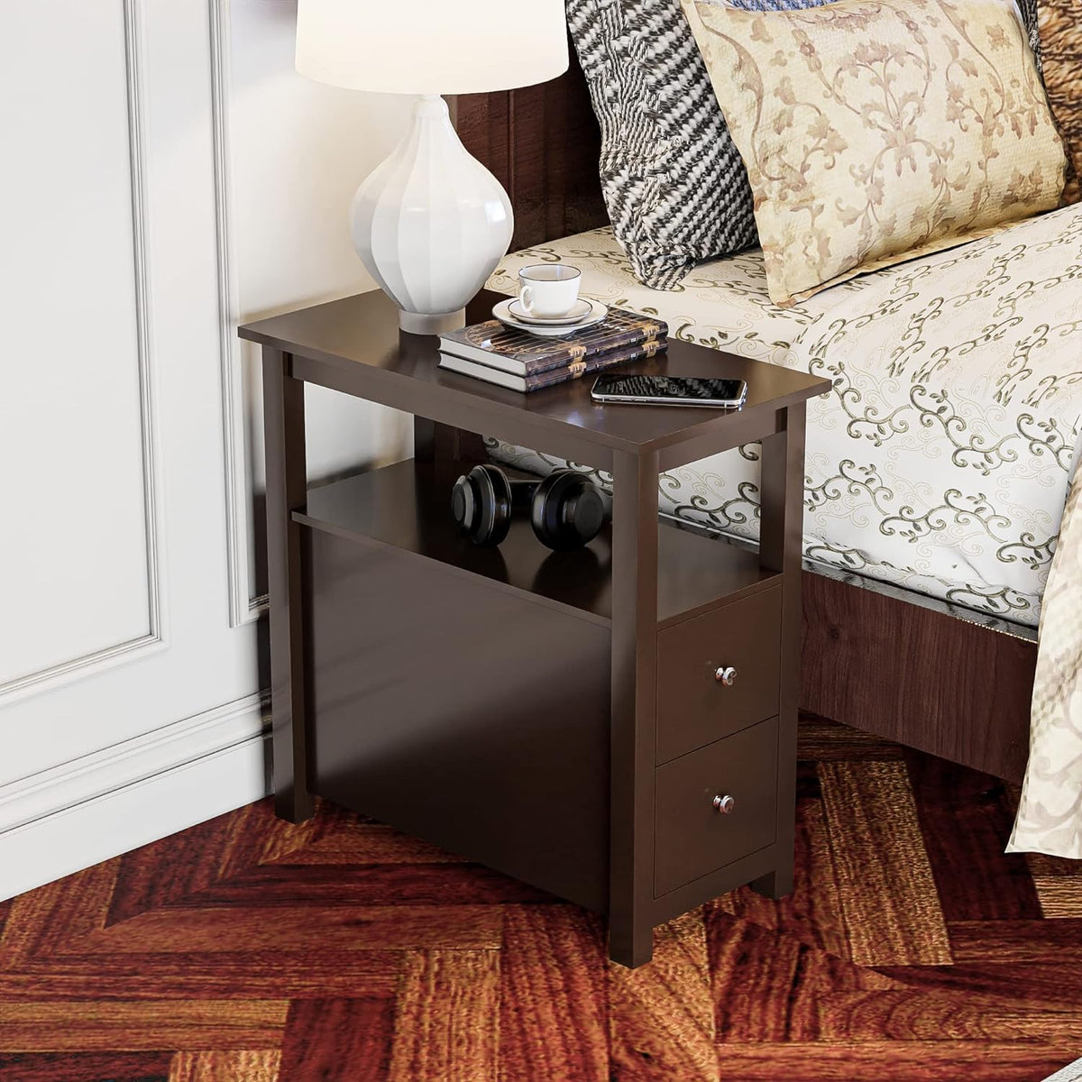 Chair Side End Table With Drawers