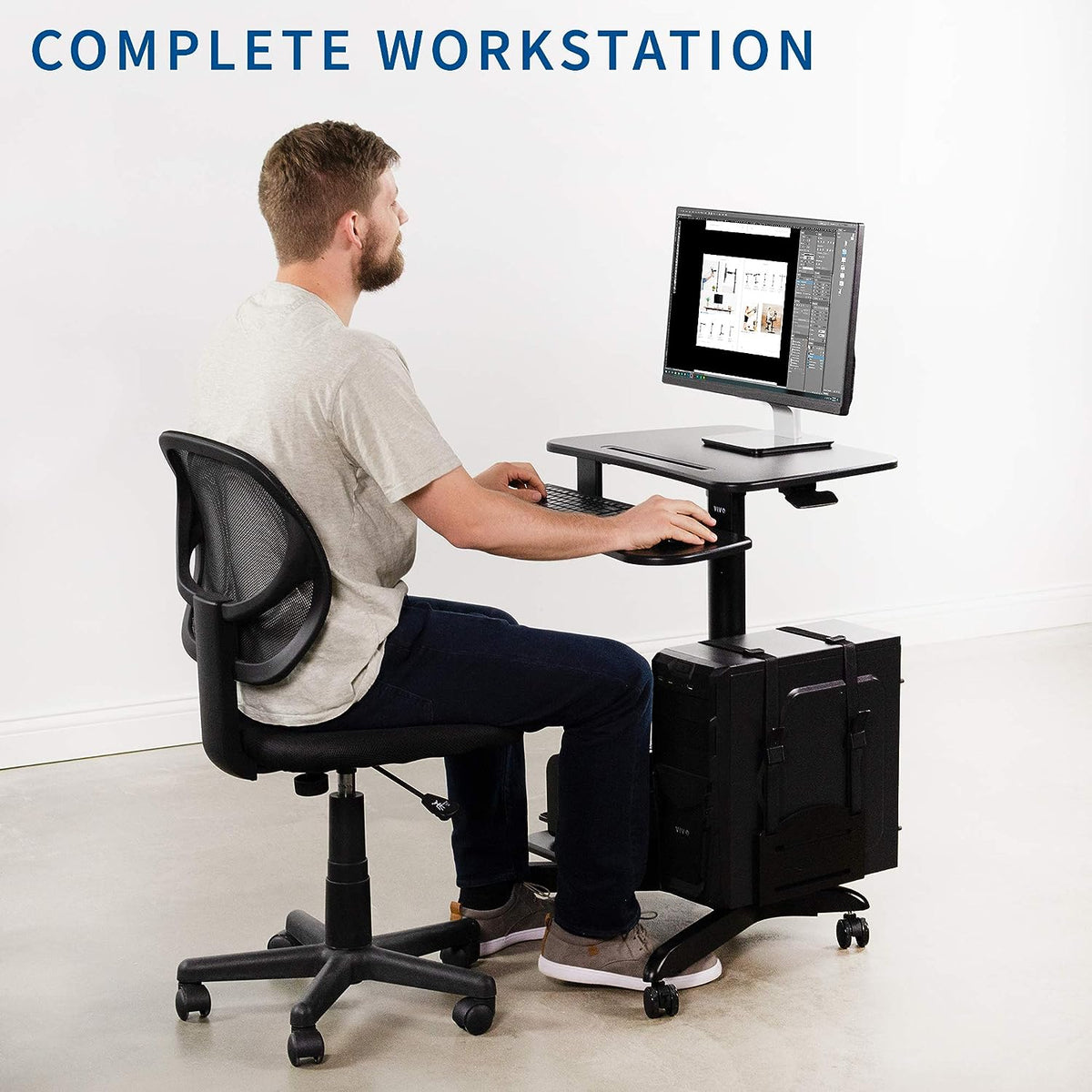 Rolling Mobile Computer Workstation Desk Cart