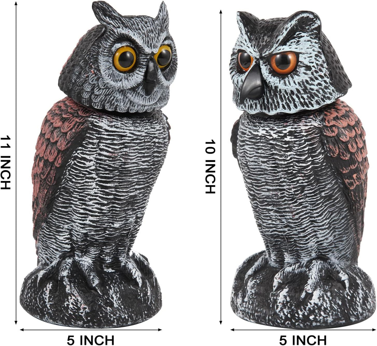 2 Pack Owl Decoy Bird Repeller With Rotating Head