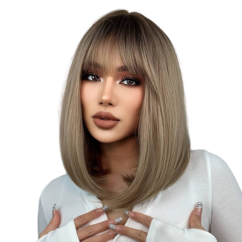 Chic Short Straight Bob Wig with Bangs – Effortless Elegance