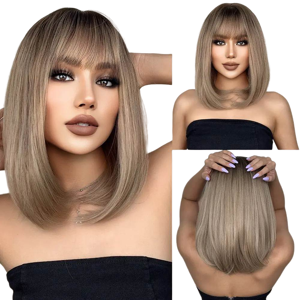 Chic Short Straight Bob Wig with Bangs – Effortless Elegance