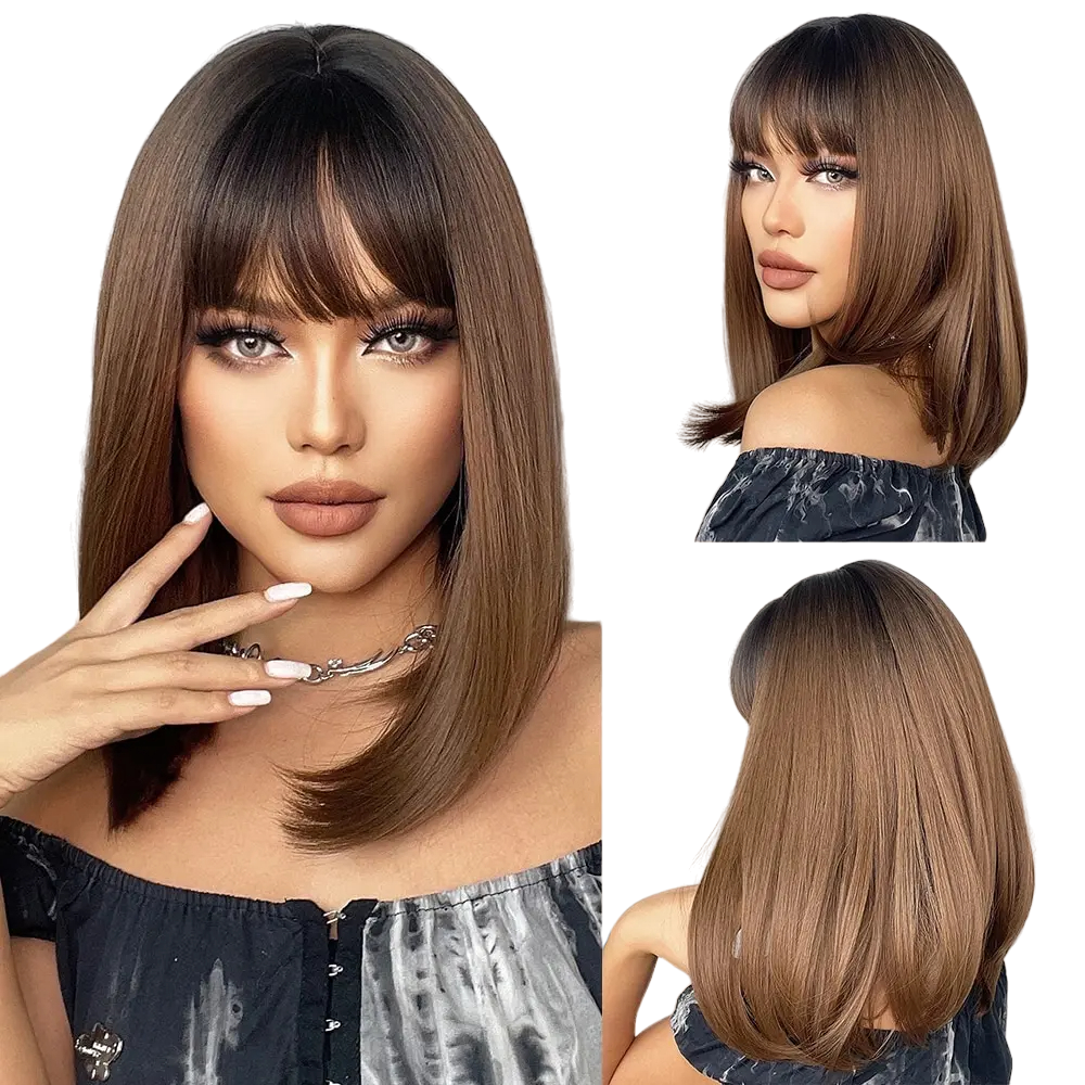 Chic Short Straight Bob Wig with Bangs – Effortless Elegance