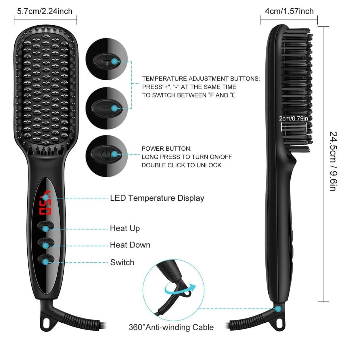 2-in-1 Hair and Beard Straightener Comb – Achieve Sleek Styles Effortlessly