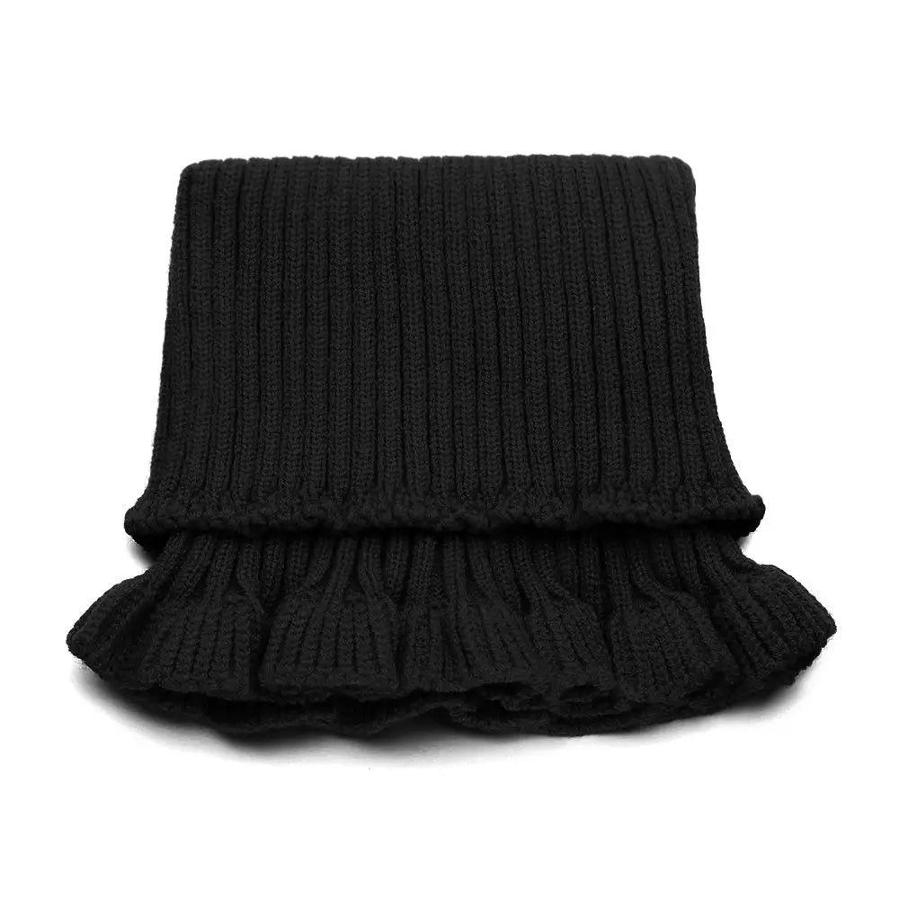 Elegant Knitted Neck Warmer with Ruffle Details – Detachable Turtleneck Collar