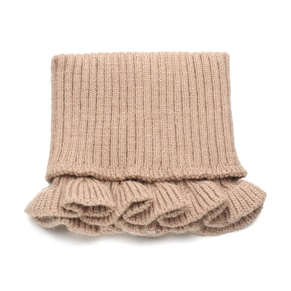 Elegant Knitted Neck Warmer with Ruffle Details – Detachable Turtleneck Collar