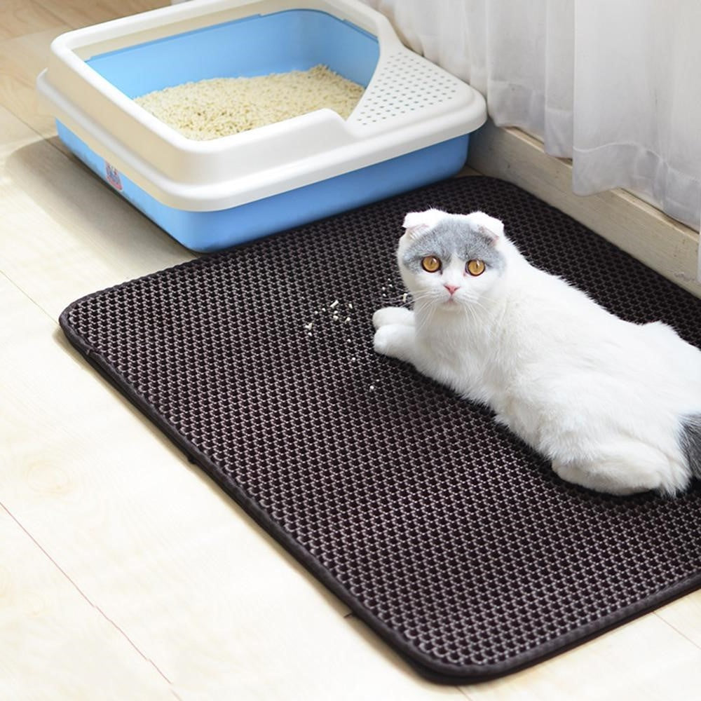 Soft surface Non-slip two-layer & waterproof cat litter mat