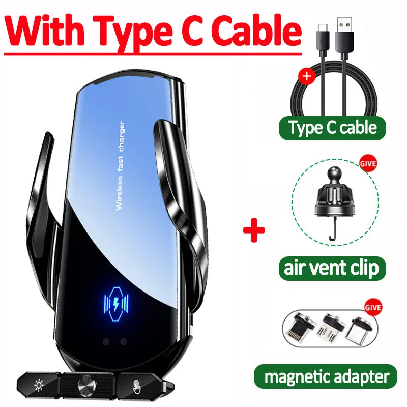 15W Auto-Clamping Wireless Car Charger – Secure and Fast Charging on the Go