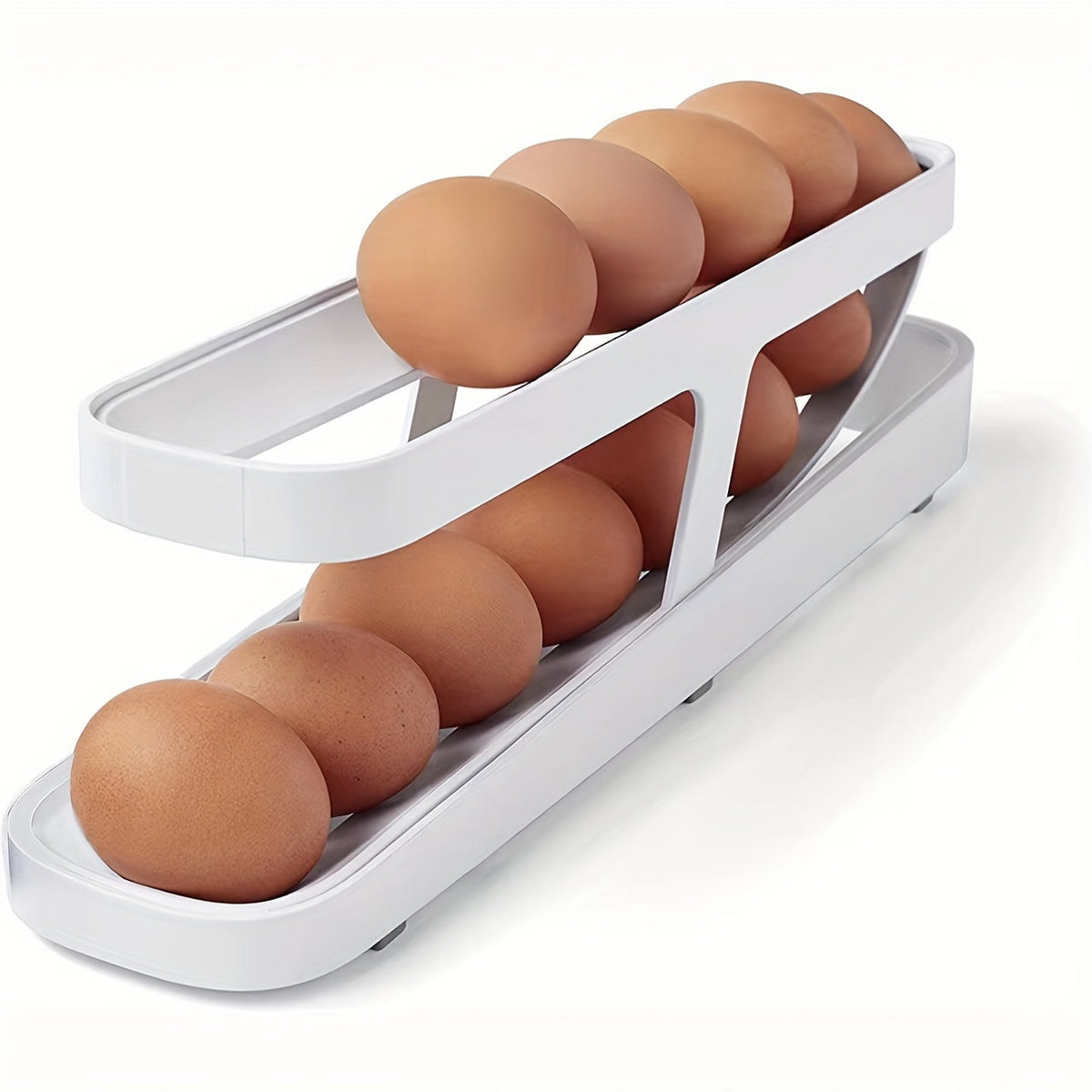 2-Tier Egg Roll Down Dispenser Refrigerator Rack