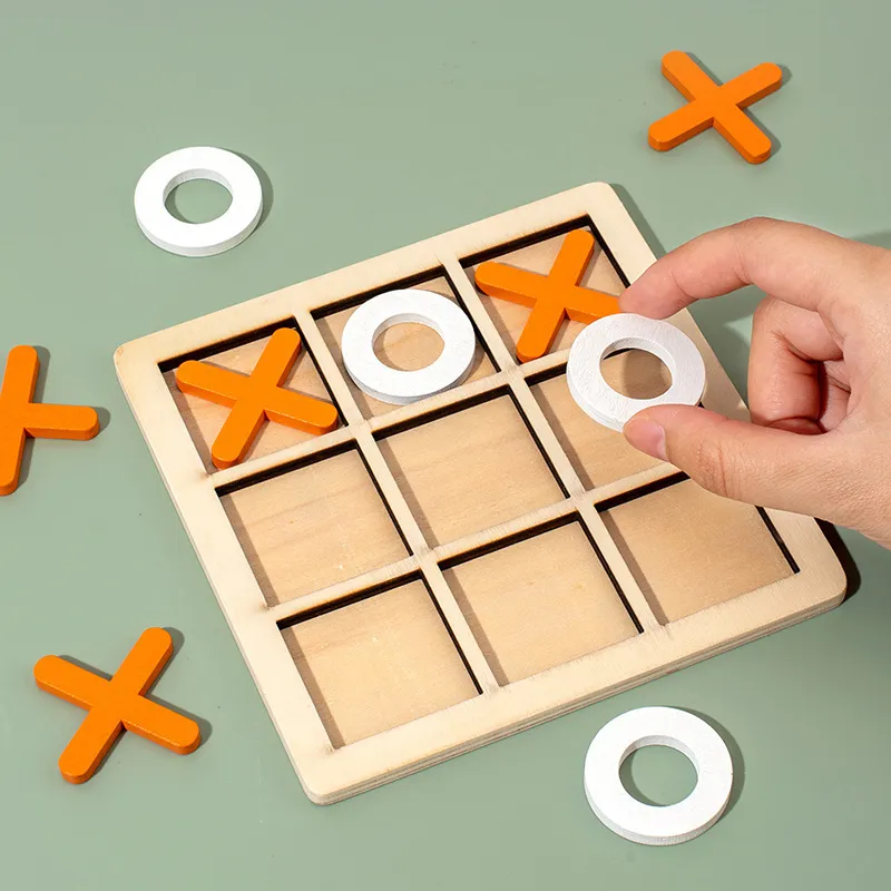 Classic Wooden Tic-Tac-Toe Board Game – Timeless Fun for All Ages