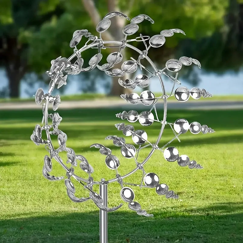 3D Metal Windmill Kinetic Wind Garden Sculpture