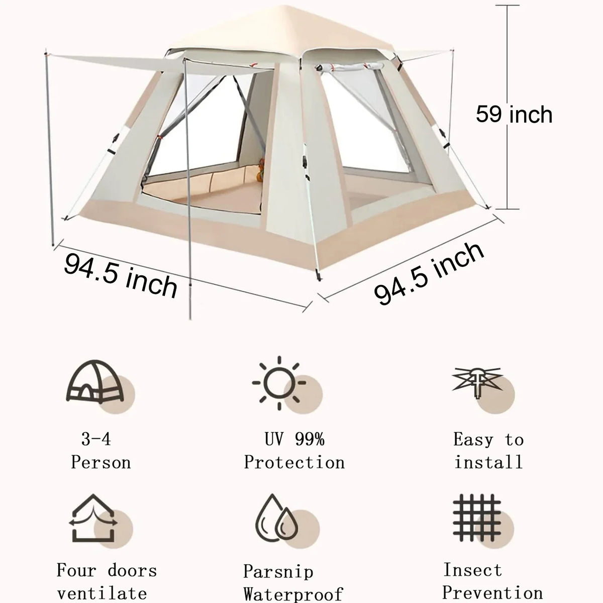 4 Person Automatic Easy Pop Up Tents For Camping