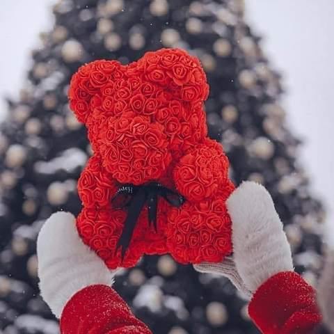 Romantic Rose Teddy Bear | 9" Luxurious Red Bear