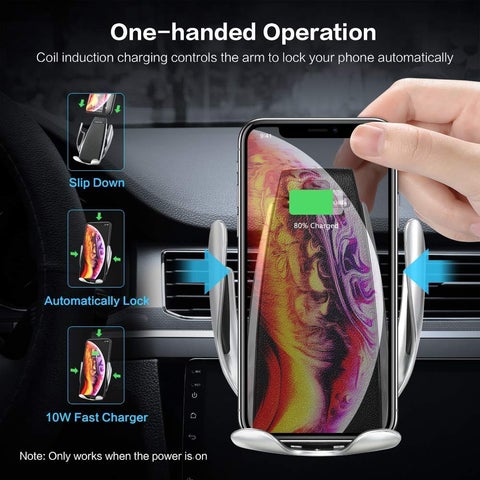 Automatic Clamping Wireless Car Phone Holder & Car Charger Mount