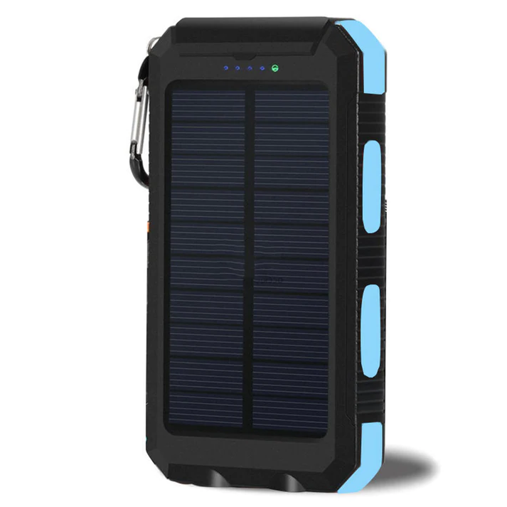 Ultra-Thin Outdoor Waterproof Solar Power Bank - 2 Led Light Flashlight with Compass