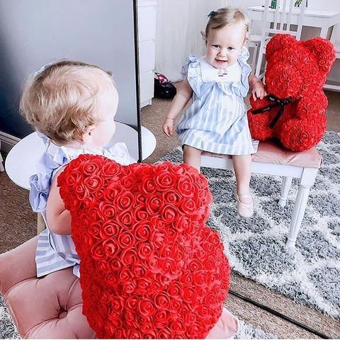 Romantic Rose Teddy Bear | 9" Luxurious Red Bear