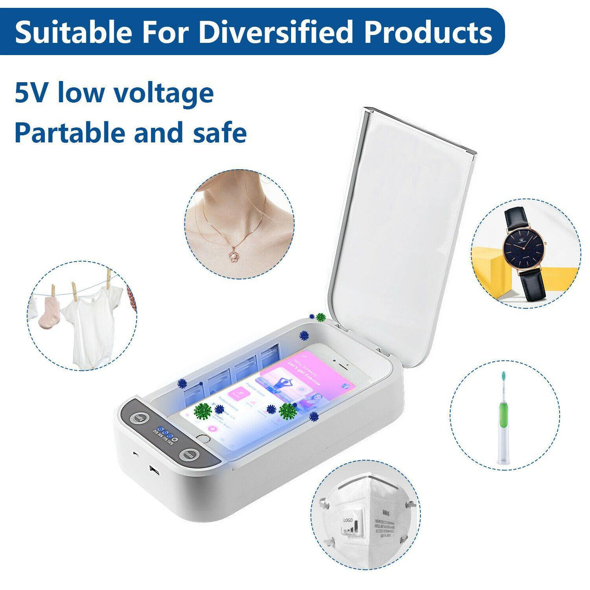 Ultraviolet Cell Phone Sterilizer Sanitizer Box Case Cleaner UVC