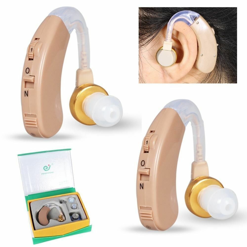 A Pair of Digital Hearing Aids Behind The Ear Sound Amplifier