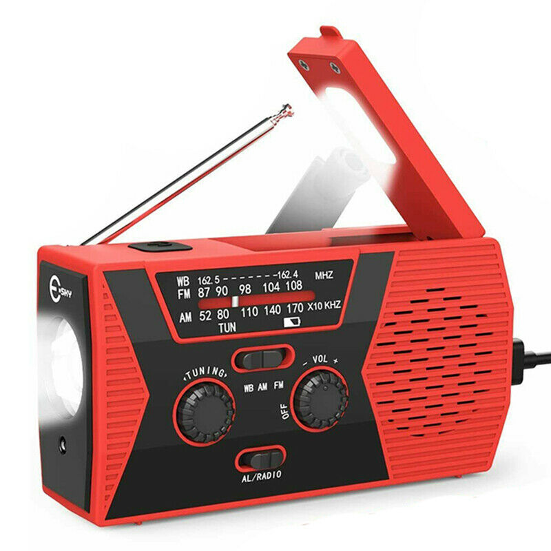 Solar Powered Emergency Hand Crank Weather Alert Radio 2000mAh